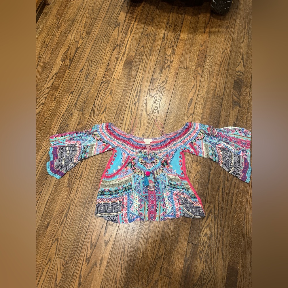 Camilla Multicolor Cold Shoulder Top